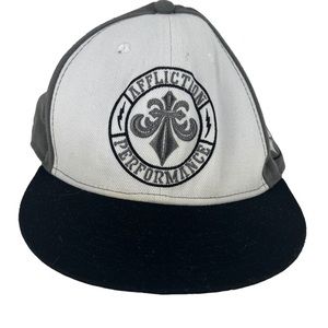 Affliction Hat Men OS Grey White SnapBack Performance Cap Y2K Goth Grunge Brim‎